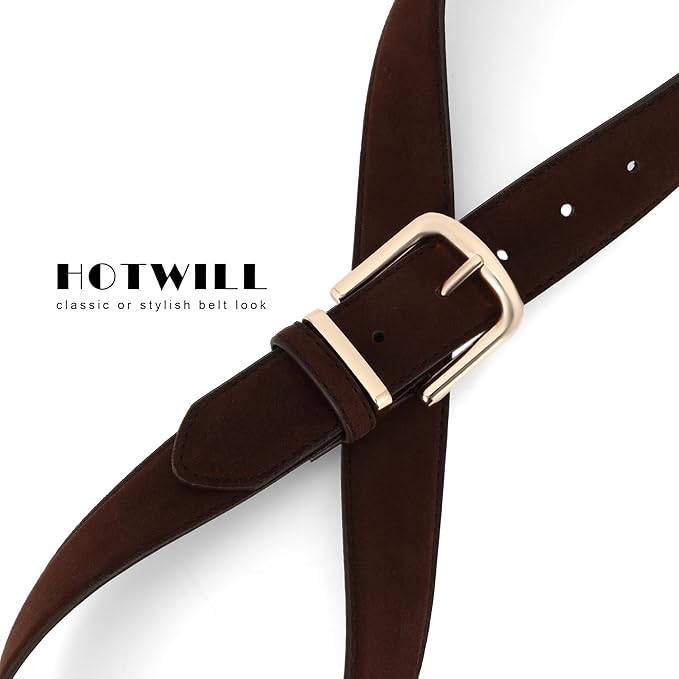 HOTWILL Women Suede Belt for Jeans Dresses Fashion Chunky Ladies Waist Belts with Gold Buckle