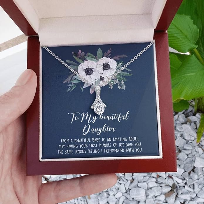VIRAGIL To My Daughter Gift Necklace From Dad or Mom - Badass Daughter Jewelry With Heartfelt Message & Elegant Box