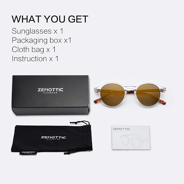 ZENOTTIC Polarized Round Sunglasses, Stylish Sunglasses for Men and Women Retro Classic, Multi-Style Selection