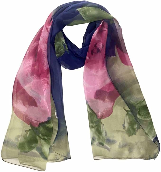 Pokeedioty Scarfs for Women Lightweight Fashion Scarves Elegant Floral Pattern Sheer Scarfs
