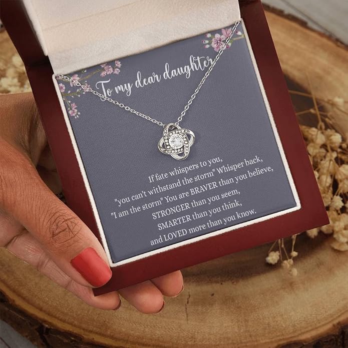 VIRAGIL To My Daughter Gift Necklace From Dad or Mom - Badass Daughter Jewelry With Heartfelt Message & Elegant Box
