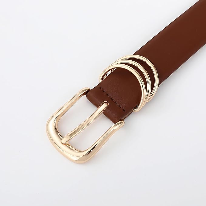 Belts for Women with Gold Buckle Faux Leather Belts Fashion Casual belts for jeans