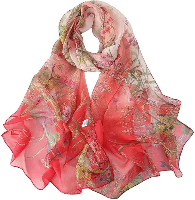 Pokeedioty Scarfs for Women Lightweight Scarves Elegant Floral Pattern Sheer Scarfs Shawls Wraps