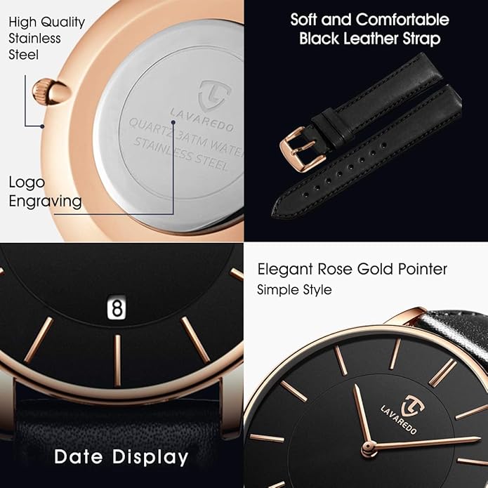 BEN NEVIS Watch, Mens Watch, Minimalist Fashion Simple Wrist Watch Analog Date with Leather Strap