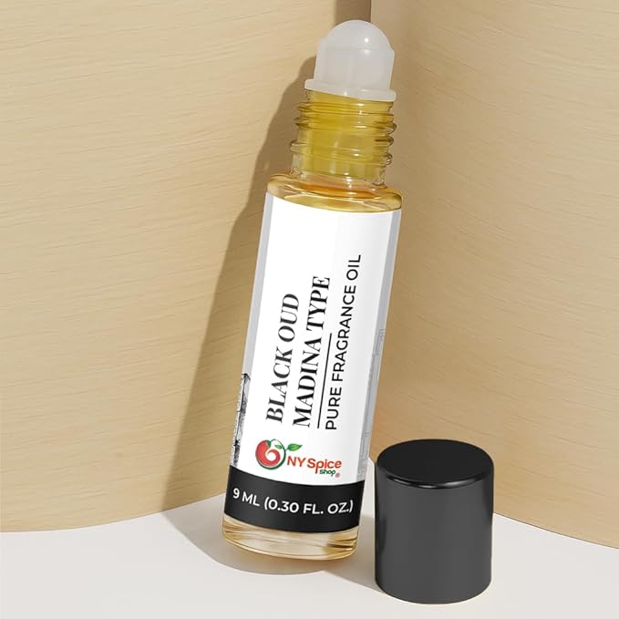 NY Spice Shop Black Oud Madina Musk Fragrance – Pack of 5 Musk and Oud Blend – Madina Fragrance Oil with Warm Deep Musky Long Lasting Aroma – Traditional Arabic Perfume for Personal Scent Collection