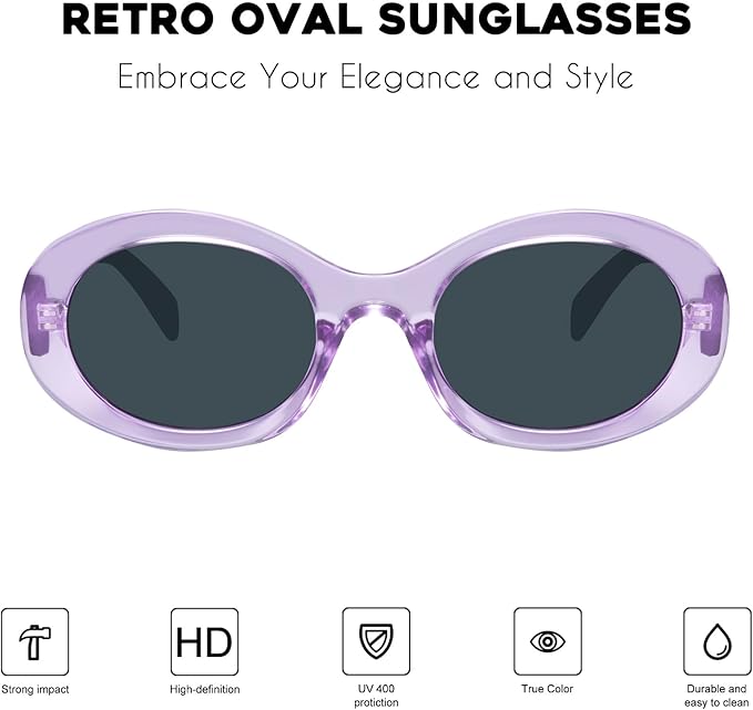 mosanana Oval Retro Trendy Sunglasses for Women 90s Style MS52371