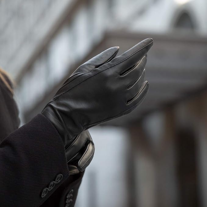 Downholme Touchscreen Leather Cashmere Lined Gloves for Women