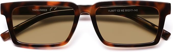 VANLINKER Retro Rectangular Polarized Sunglasses for Women Men Trendy Small Chic 80s 90s Square Sun Glasses VL9877