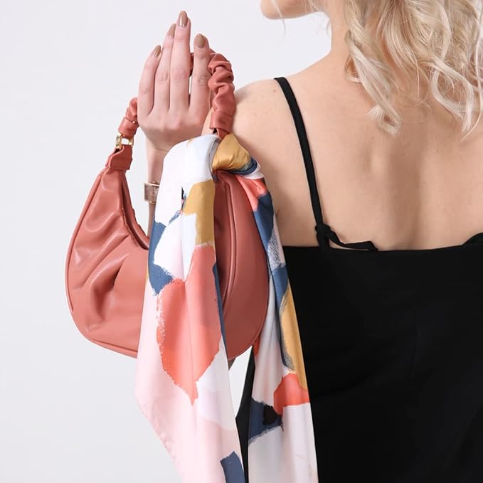Livrerpi Silk Feeling Head Scarf Fashion Satin Hair Scarf Square Long Scarves for Women Gifts