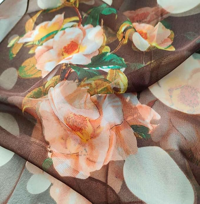 Pokeedioty Scarfs for Women Lightweight Fashion Scarves Elegant Floral Pattern Sheer Scarfs Sunscreen Shawls Wraps