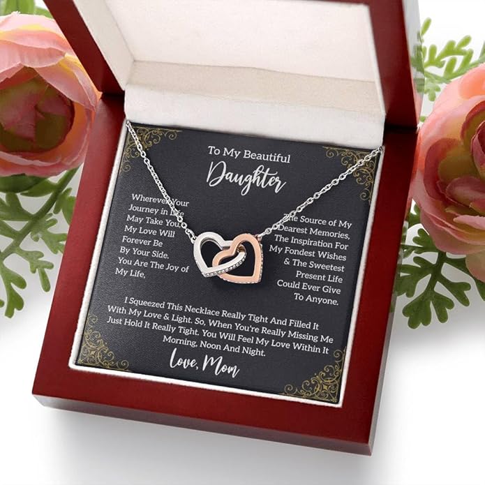 VIRAGIL To My Daughter Gift Necklace From Dad or Mom - Badass Daughter Jewelry With Heartfelt Message & Elegant Box