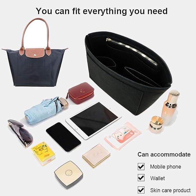Lckaey bag Organizer Insert for Longchamp Le Pliage Neo Handbags Insert Organizer 1012BLACK-M
