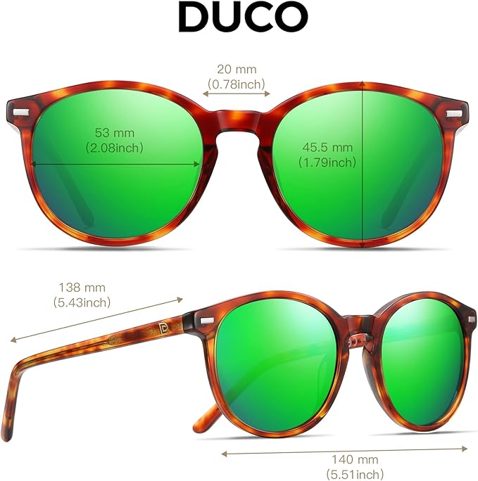 DUCO Polarized Sunglasses for Women Retro Round Women's Sunglasses Classic Vintage UV400 Shades DC1230