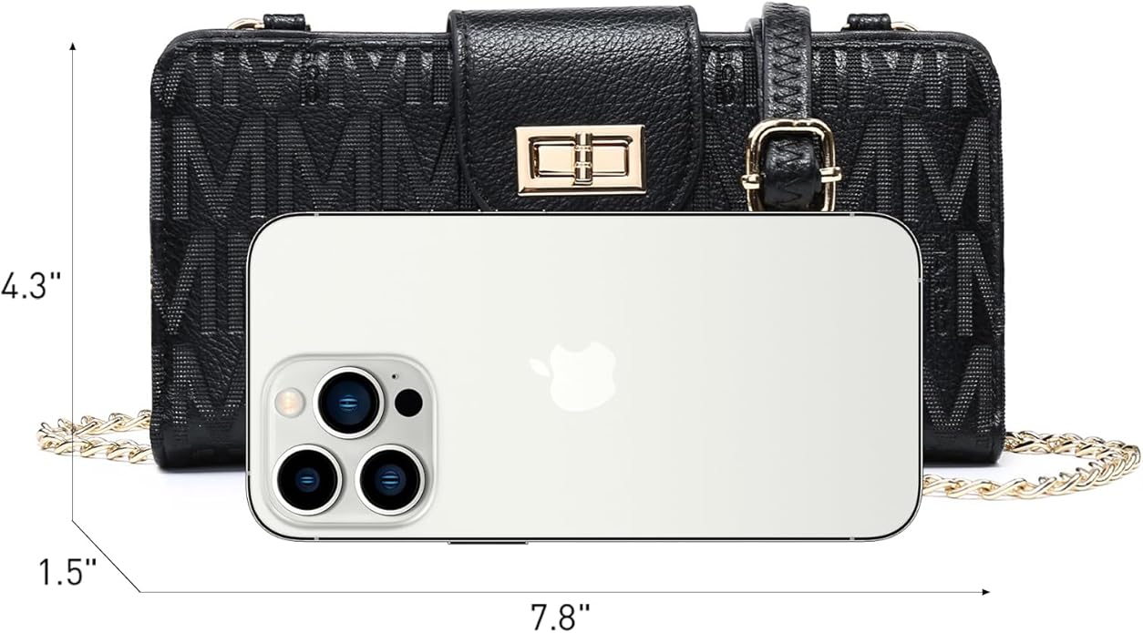 MKP COLLECTION Women Small Crossbody Shoulder Bag Zip Wallet Purse Handbags Clutch Credit Card Holder with Chain Strap