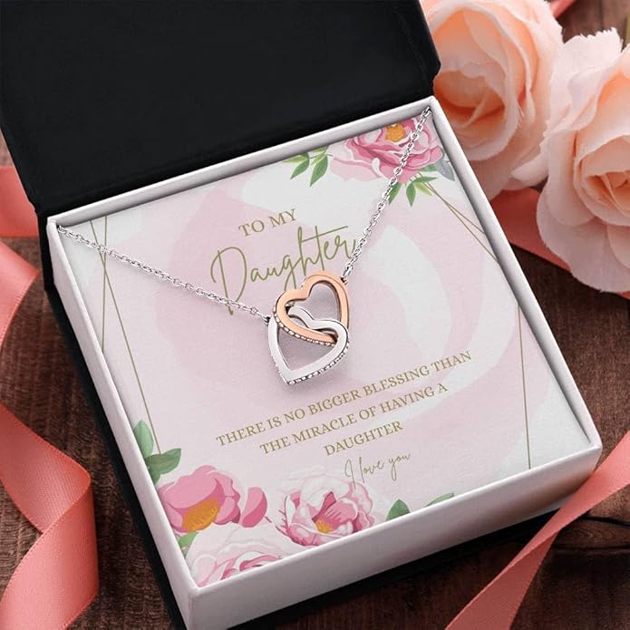 VIRAGIL To My Daughter Gift Necklace From Dad or Mom - Badass Daughter Jewelry With Heartfelt Message & Elegant Box