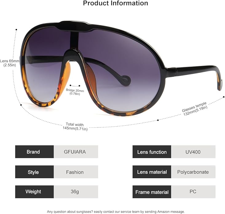 Trendy Oversized Sunglasses for Women Men Fashion Shield Aviator Sun Glasses UV400 Protection Goggles