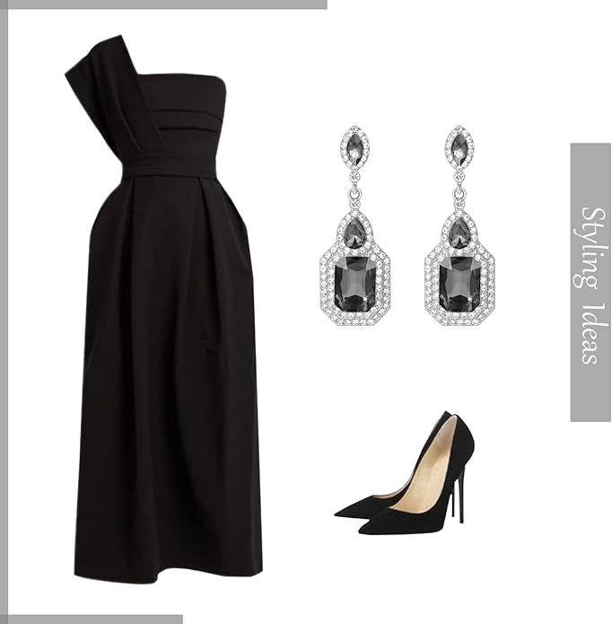 Vintage Rhinestone Dangle Statement Earrings Colorful Long Crystal Dangling Drop Earring for Women Formal Wedding Prom