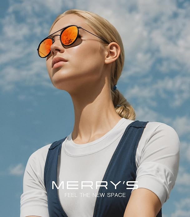 MERRY'S Retro Round Polarized Sunglasses - Unisex Double Bridge Sun Glasses