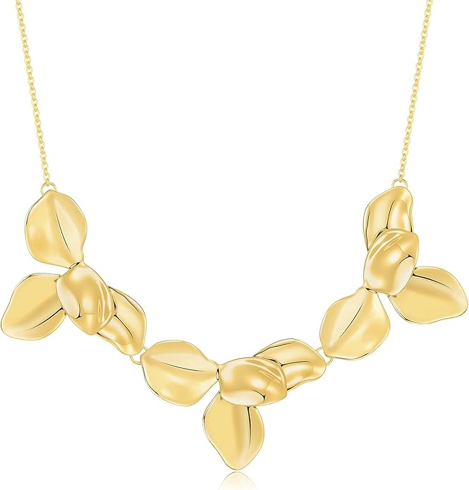 Statement Flower Necklace for Women Gold Plated Chunky Floral Collar Boho Choker Jewelry