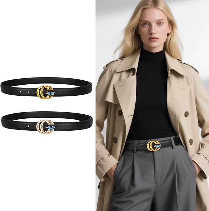 Relang Women's Belts with Gold Buckle, Fashion Waist Band, Elegant Ladies' Belt, Gift for Women