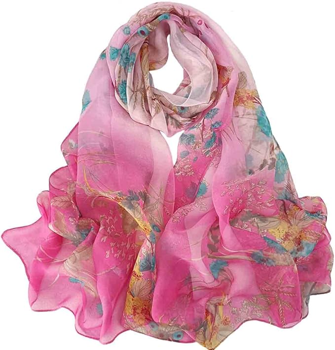 Pokeedioty Scarfs for Women Lightweight Scarves Elegant Floral Pattern Sheer Scarfs Shawls Wraps