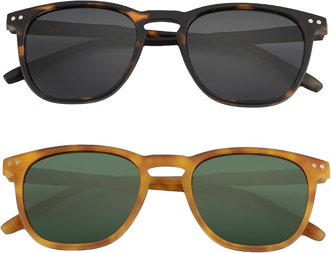 ZENOTTIC Polarized Sunglasses for Women Men: Retro Shades Round | Square Frame UV Protection 2 Pack