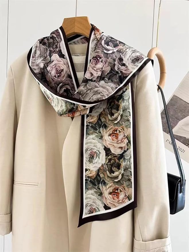 100% Mulberry Silk Ribbon Scarf for Hair Beach Head Wraps for Women Handbag accessories Necktie