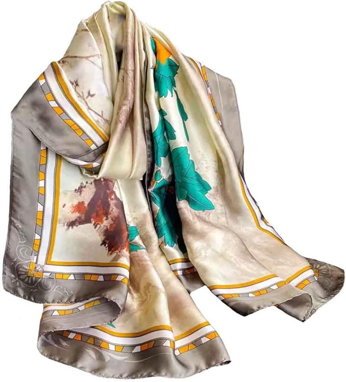 Pokeedioty Scarfs for Women Lightweight Head Scarf Fashion Scarves Elegant Floral Pattern Sunscreen Shawls and Wraps