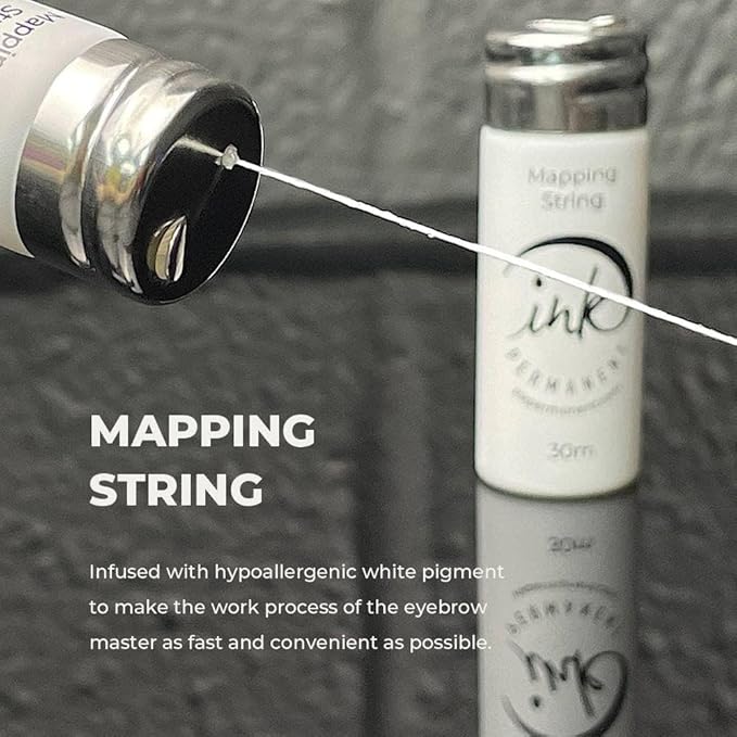 Brow Mapping Kit with White Brow Paste [Large 15g Bottle] White Brow Mapping String [30 m ] and 2 Eyebrow Brush Set for Microblading Supplies, PMU Supplies and Brow Brush Microblading Kit; Brow brush
