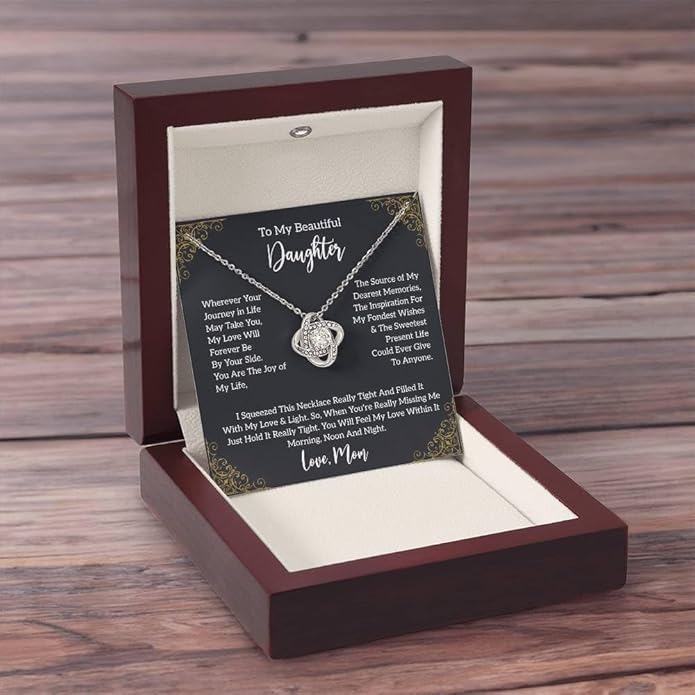 VIRAGIL To My Daughter Gift Necklace From Dad or Mom - Badass Daughter Jewelry With Heartfelt Message & Elegant Box