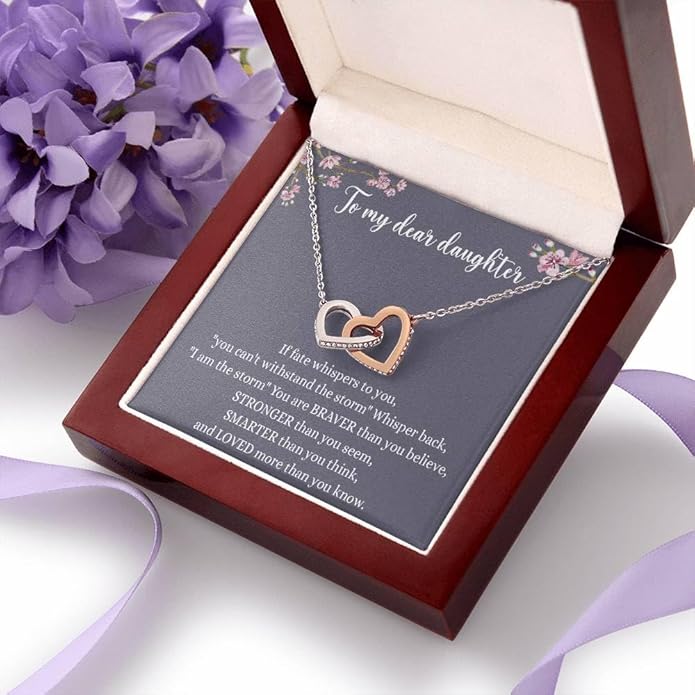 VIRAGIL To My Daughter Gift Necklace From Dad or Mom - Badass Daughter Jewelry With Heartfelt Message & Elegant Box