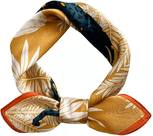 ANDANTINO 100% Real Mulberry Silk Scarf -21'' x 21''- Lightweight Neckerchief –Women Men Small Square Digital Printed Scarves