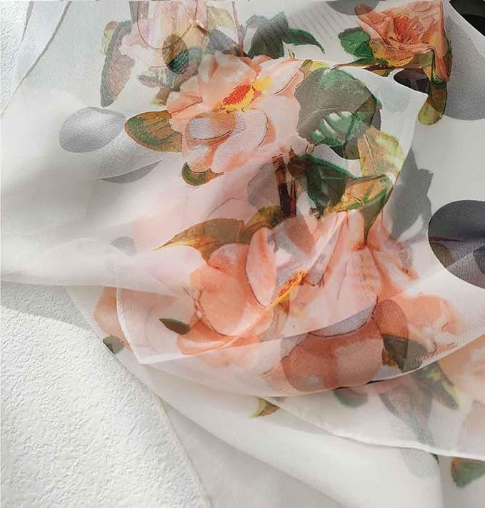 Pokeedioty Scarfs for Women Lightweight Fashion Scarves Elegant Floral Pattern Sheer Scarfs Sunscreen Shawls Wraps