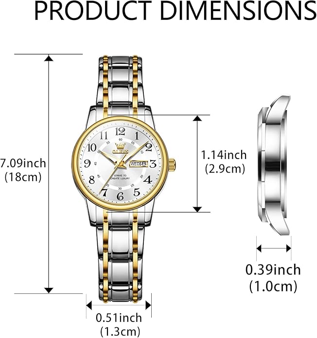 OLEVS Stainless Steel Women's Watch Dress Watches for Women with Date Fashion Ladies Business Waterproof Analog Quartz Small Wrist Watch Reloj Mujer
