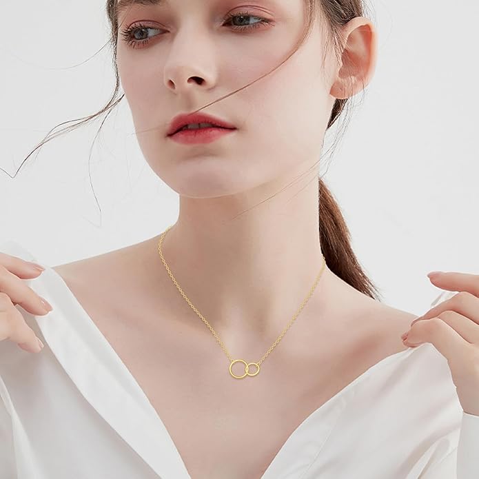 KECHO 14k Gold Simple Circle Necklace Karma Pendant Necklace for Women Jewelry