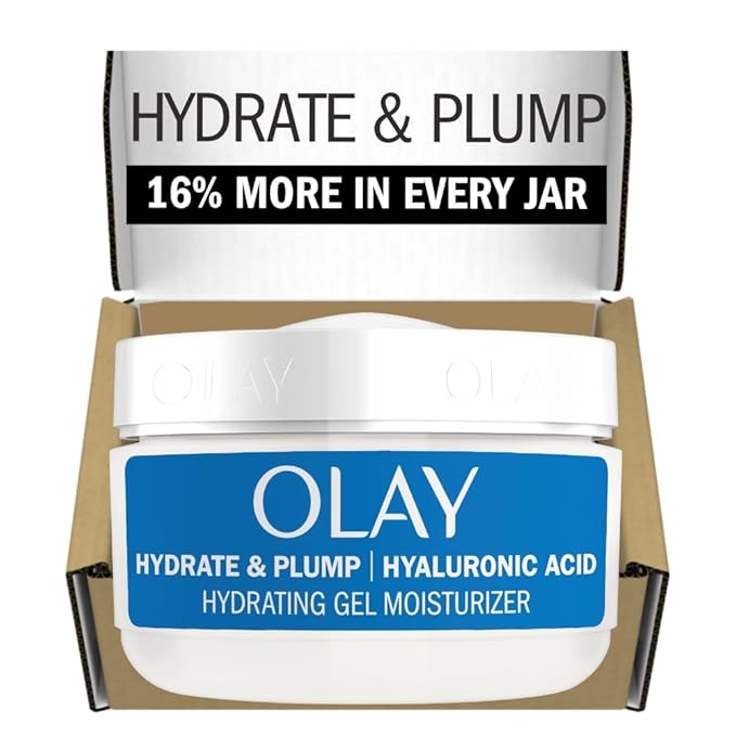Olay Hylauronic Acid Face Mousturizer, Plump & Hydrate, Fragrance-Free - Hydrating Gel for Dry Skin Retain & Replenish Moisture, with Niacinamide, Non-Greasy, 2 Oz