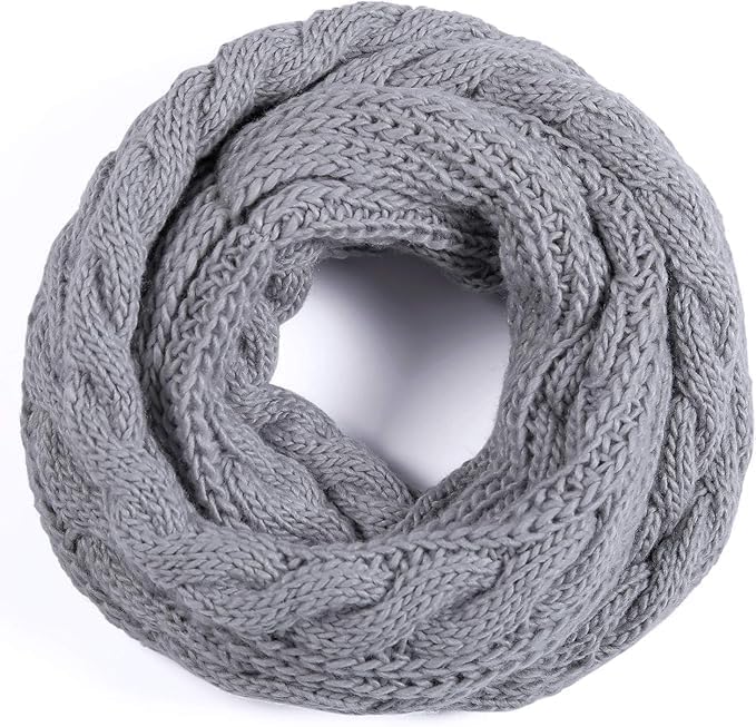QUEENFUR Winter Women Thick Cable Knit Ribbed Infinity Circle Loop Scarf