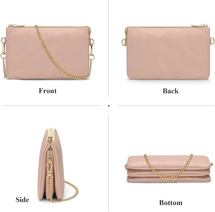 Wristlet Purses for Women, Vegan Leather Crossbody Evening Zip Clutch Bag with Strap | Vegan Leather, Evening, Zip, with Strap