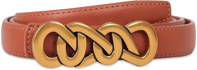 Women's Fashion Classic Metal Buckle Leather Belt with Jeans Dress