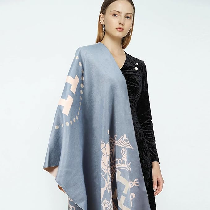 EXTREE Scarfs for Women Pashmina Silky Shawl Wrap for Evening Dressing Blanket Open Front Poncho Cape