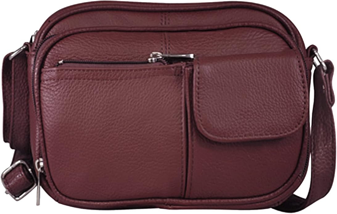 Cowhide Leather Women's Shoulder Purse Small Cross Body Organizer Bag with Many Pockets
