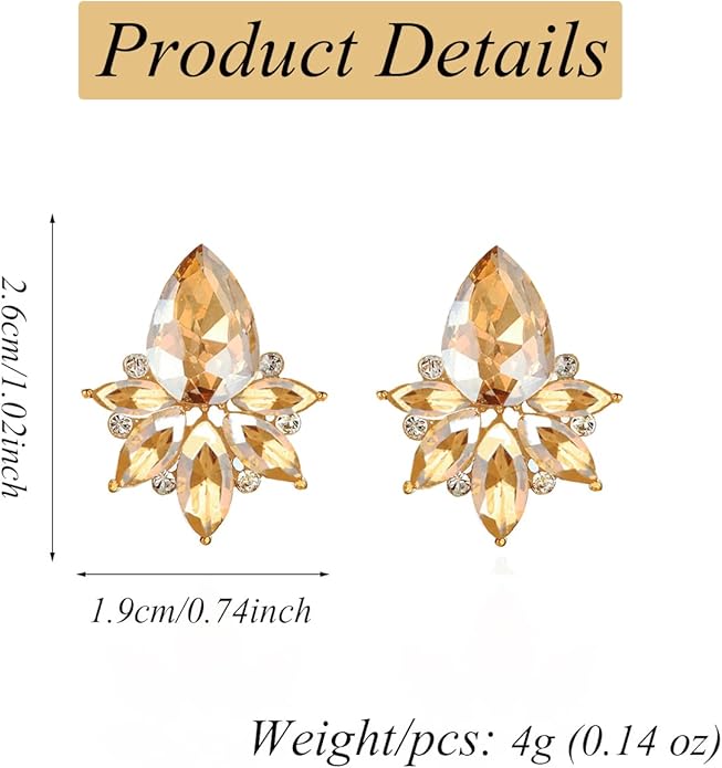 Vintage Rhinestone Earrings Fancy Crystal Cluster Drop Earrings Art Deco Earrings for Women