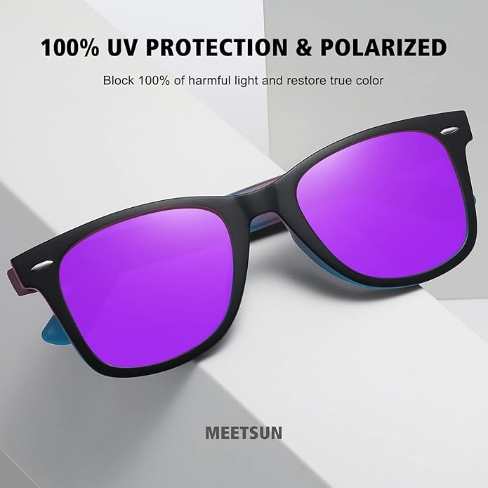 MEETSUN Retro Polarized Sunglasses for Women Men Classic Mirror Lens Driving Trendy Sun Glasses UV Protection (3 Pack)