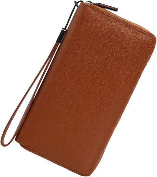 Bveyzi Women RFID Blocking Wallet Leather Zip Around Phone Clutch Large Capacity Ladies Travel Purse Wristlet | RFID Blocking, Zip Around, Large Capacity