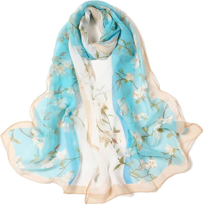 YOUR SMILE Ladies/Women's Lightweight Floral Print/Solid Color mixture Shawl Scarf For Spring Summer season