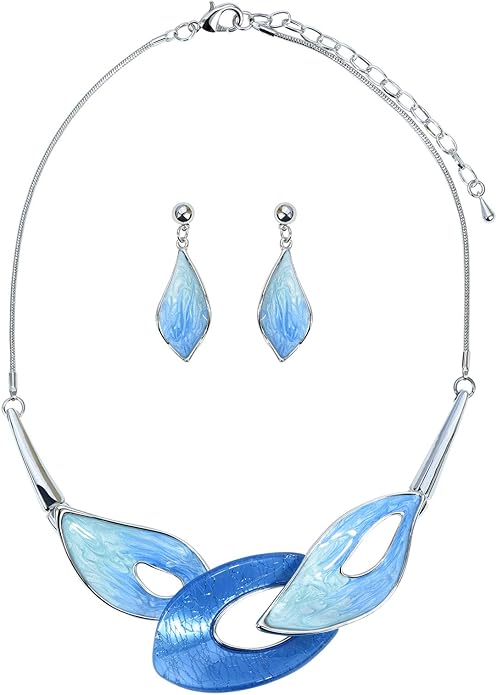 Vintage Statement Jewelry Set Leaf Floral Bohemian Boho Statement Necklace Earring Set Crystal Fashion Costume Jewelry