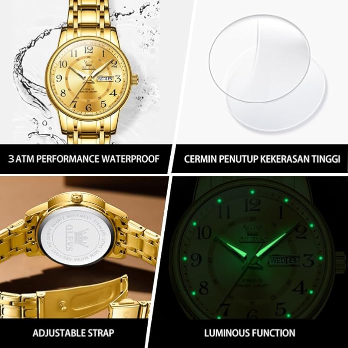 OLEVS Stainless Steel Women's Watch Dress Watches for Women with Date Fashion Ladies Business Waterproof Analog Quartz Small Wrist Watch Reloj Mujer