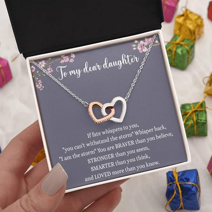 VIRAGIL To My Daughter Gift Necklace From Dad or Mom - Badass Daughter Jewelry With Heartfelt Message & Elegant Box