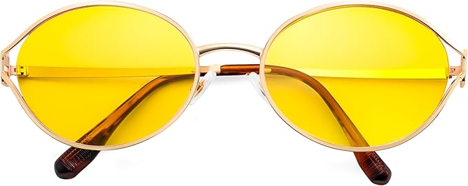FEISEDY Retro Oval Small Sunglasses for Women Men 90s Trendy Classic Y2K Frame Round Shades UV400 Protection B9164