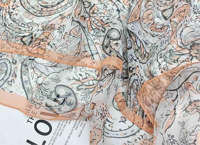 Pokeedioty Scarfs for Women Lightweight Scarves Elegant Floral Pattern Sheer Scarfs Shawls Wraps